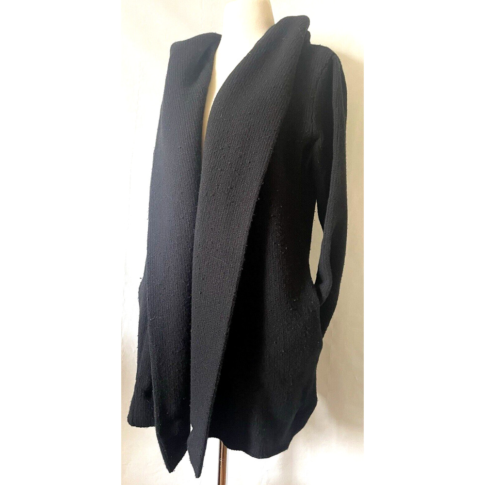 Vince Black Long Cardigan Sweater Open Front Dress Size SM 100% Wood Line 103730